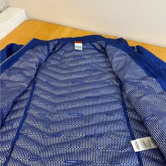 Columbia Puffer Jacket Large Blue Full Zip Coat Pockets Thermal Coil Women’s - Picture 9 of 14